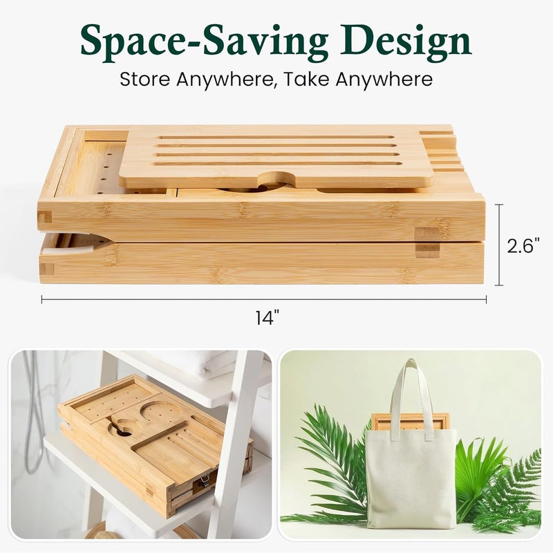 Realgulf Bamboo Bathtub Tray, Bath Caddy with Wine Glass Holder, Phone Dock & Book Stand | Hands-Free Reading & Ultimate Spa Relaxation Experience-Natural - Image 5